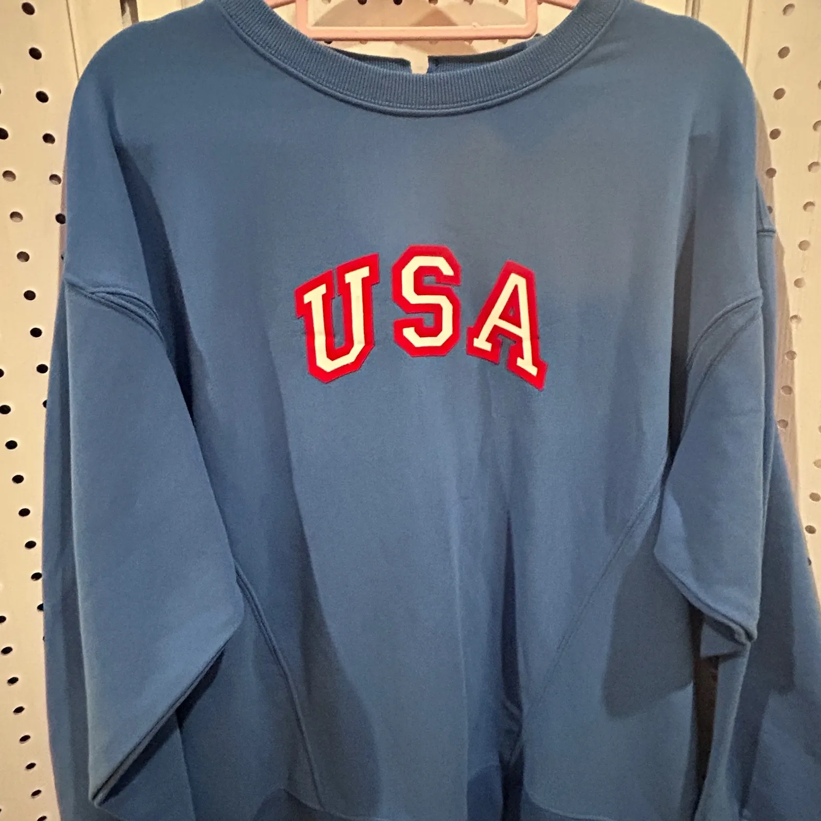 Joy Lab USA Graphic Sweatshirt Blue Crewneck Pullover Oversized Size M Size M - Image 2