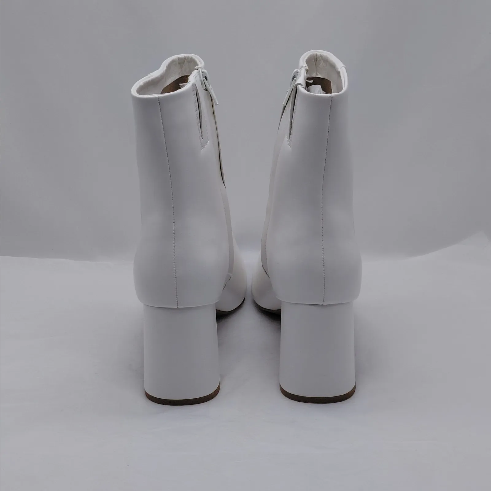 Sugar Elly White Block Heel Ankle Boots Women’s 10 M Side Zip Retro Mod Booties - Image 6