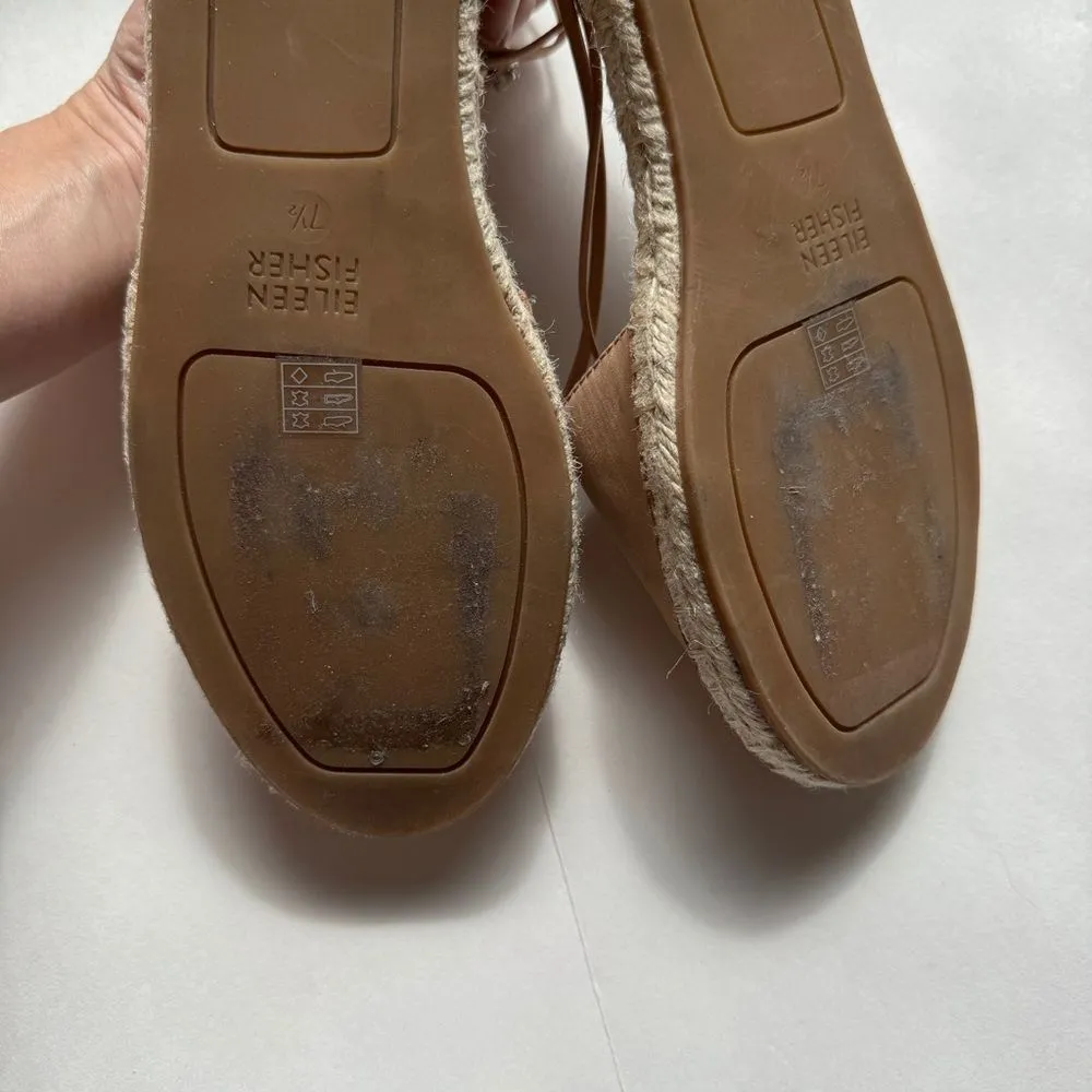Eileen FIsher Lee D'orsay Flat Leather Espadrille Sandalas Size 7.5 NWOB - Image 4