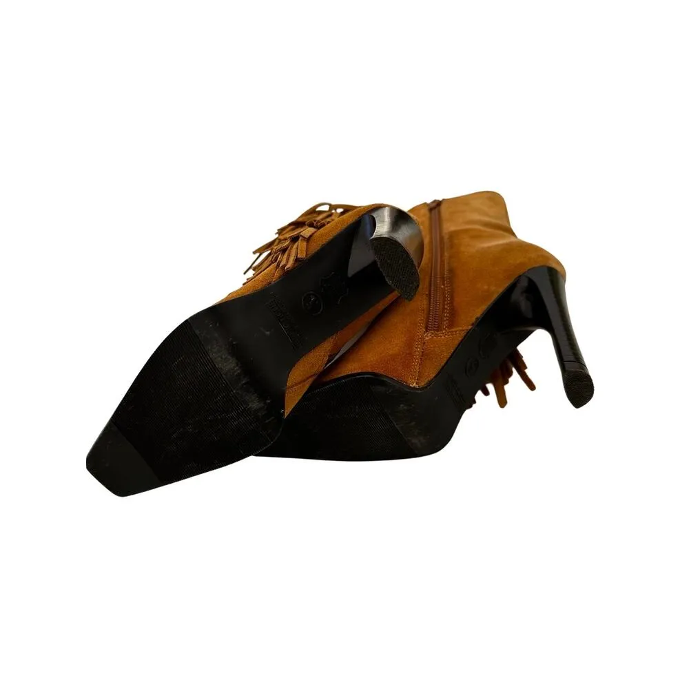 Vintage Predictions Suede Leather Fringe Boots Size 5 - Image 5