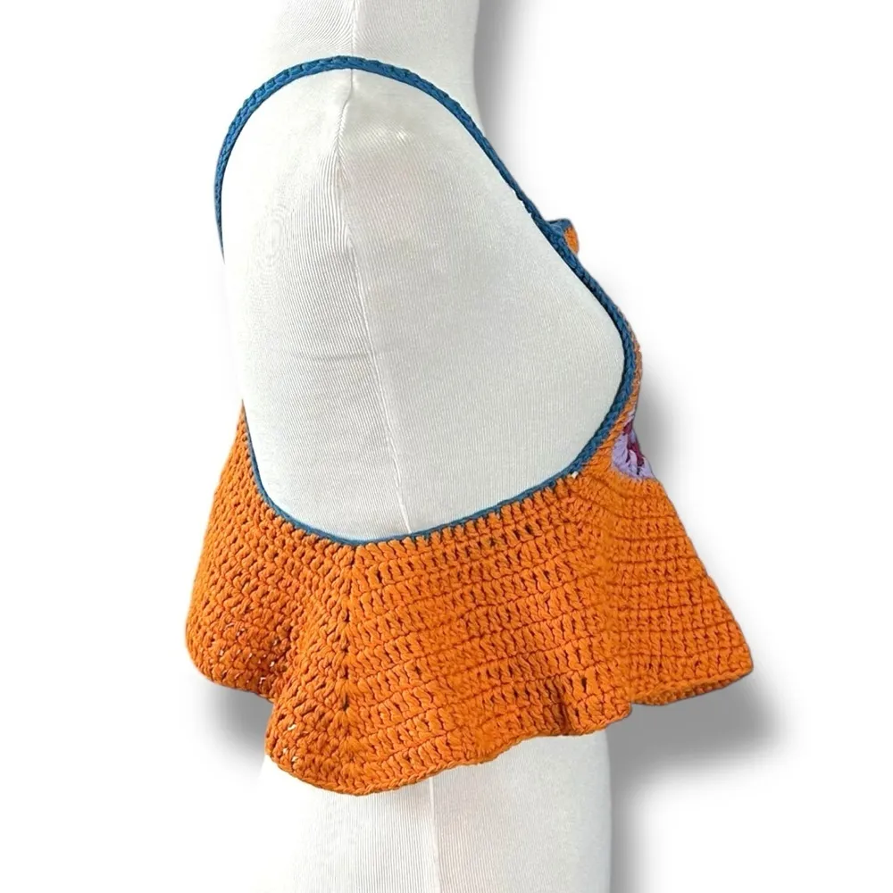 Free People Festival Retro 70s Bella Crochet Halter Top XS Bohemian Coachella - Image 9