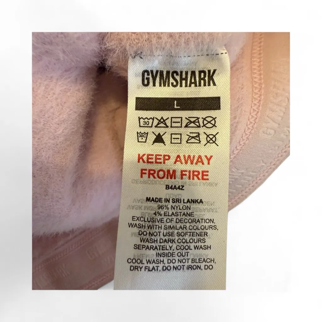 Gymshark Whitney Simmons Pink Eyelash Knit Bandeau Women’s Fuzzy Crop Top Size L - Image 8