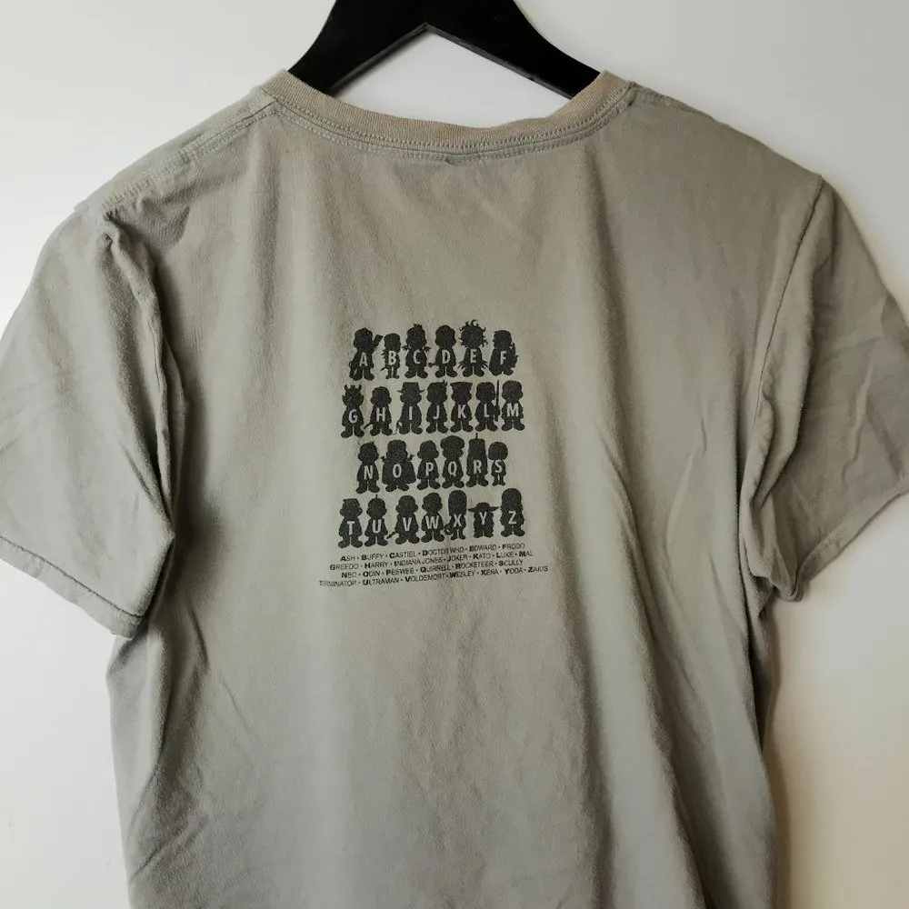 Pop Culture Chibi T Shirt Kawaii Graphic Tee Gray Medium M Cartoon Alphabet - Image 14