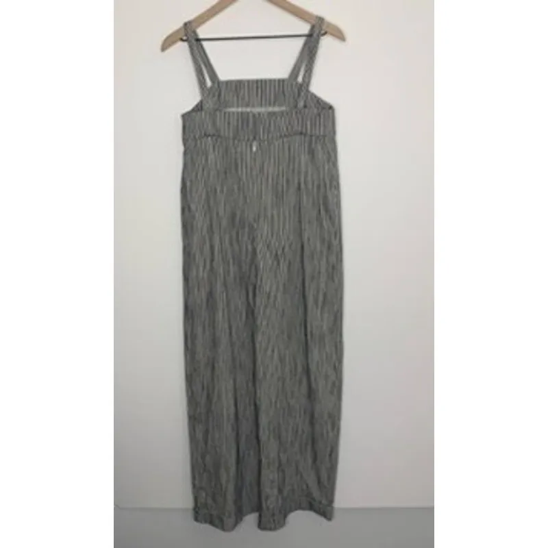 YMC Lodge Cotton Linen Striped Jumpsuit Navy Womens Size XS White - Image 4