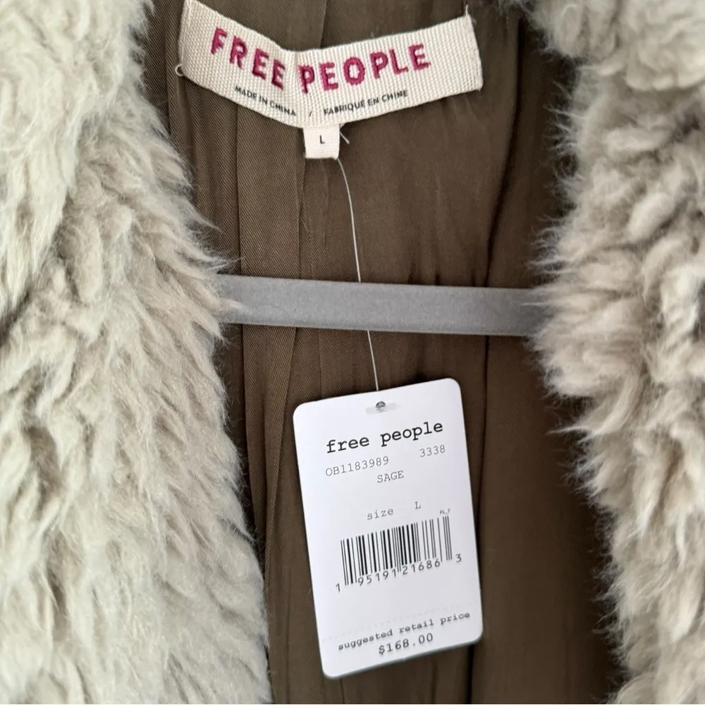 Free People Honeypie Teddy Jacket‎ Shag Coat Large - Image 4