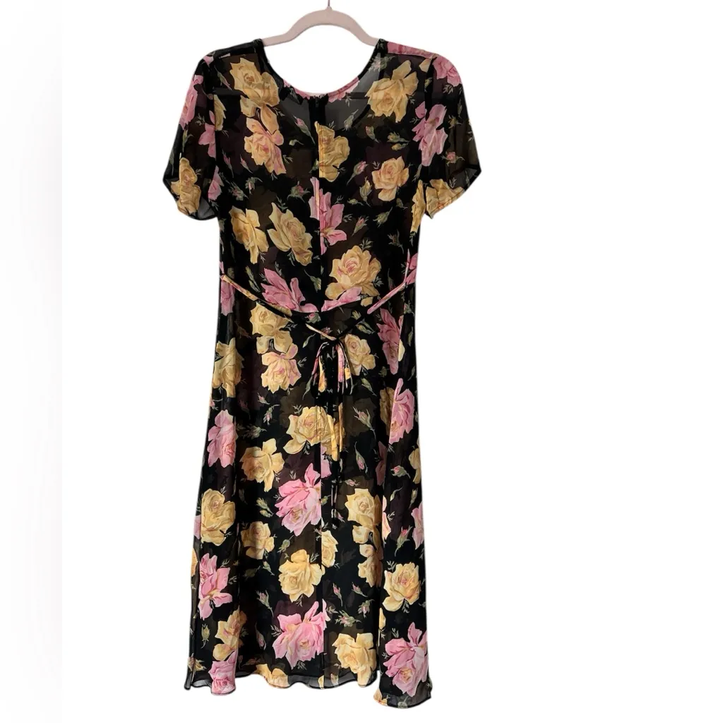 Vintage Betsey‎ Johnson Y2K Floral Sheer See-Through Dress Small Made in USA - Image 2