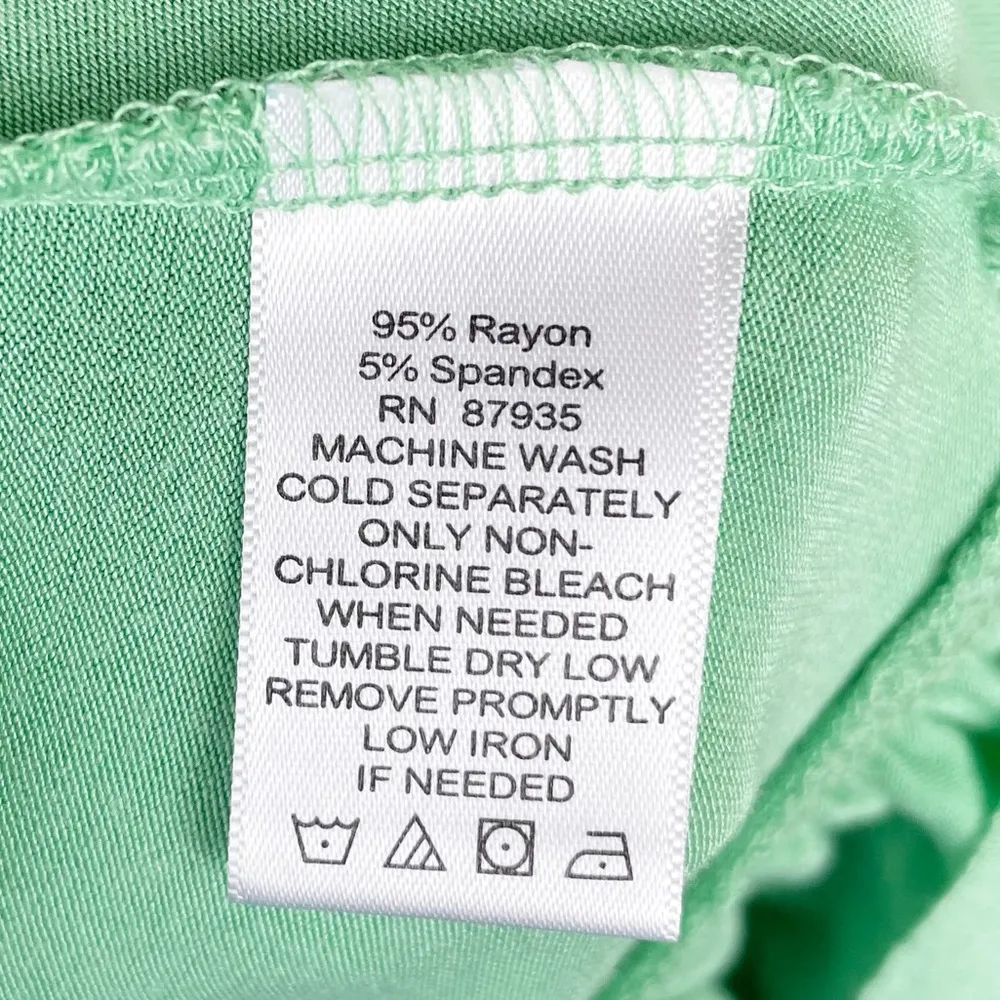 LOGO by Lori Goldstein Women's Green Short Sleeve Ruffle Hem Tunic Top Size XS - Image 6