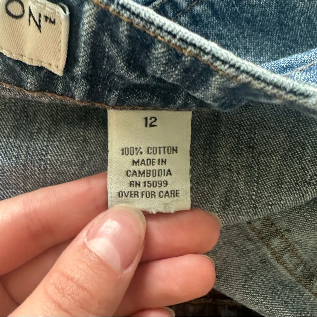 Covington Blue Denim Pencil Skirt with Tan Lace-Up - Image 6