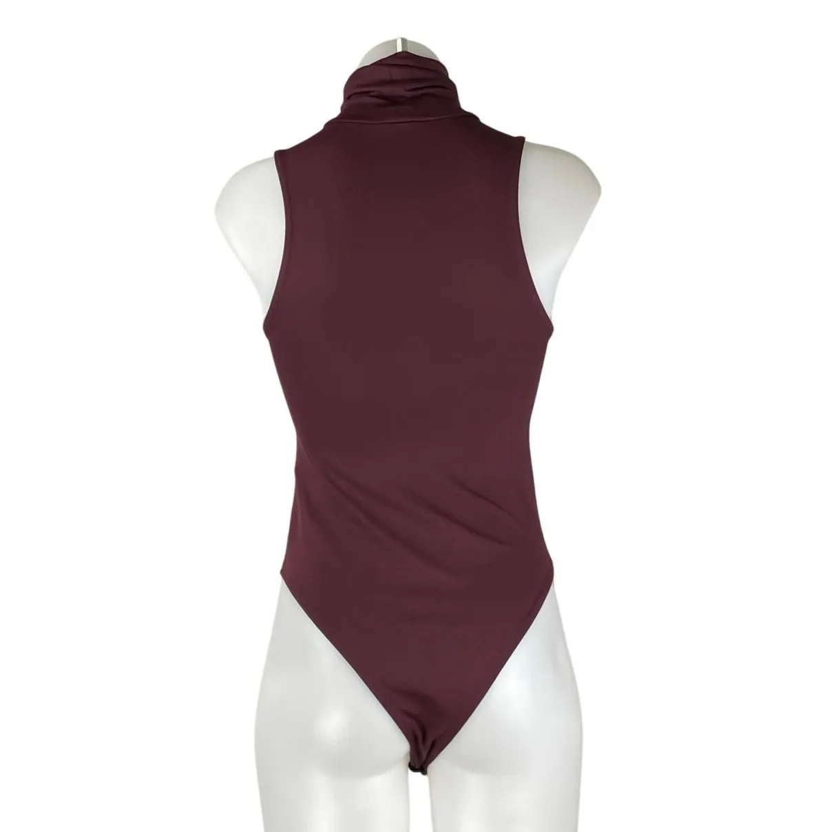 Zara Women's Red Burgundy Sleeveless Turtleneck Thong Tank Bodysuit top Size S - Image 3