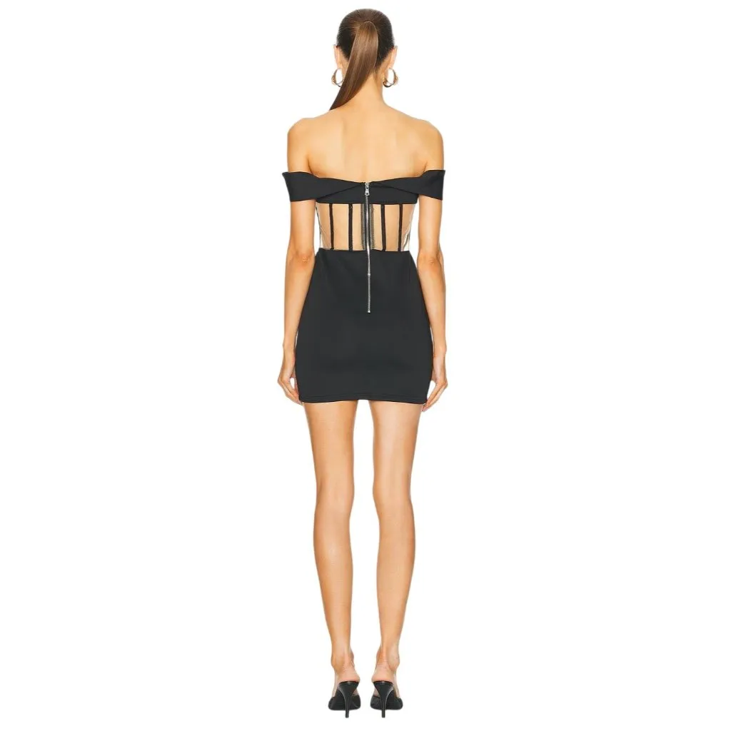 RTA Evie Mini Dress in Black Small New Womens Corset Boned Sheer Party - Image 2