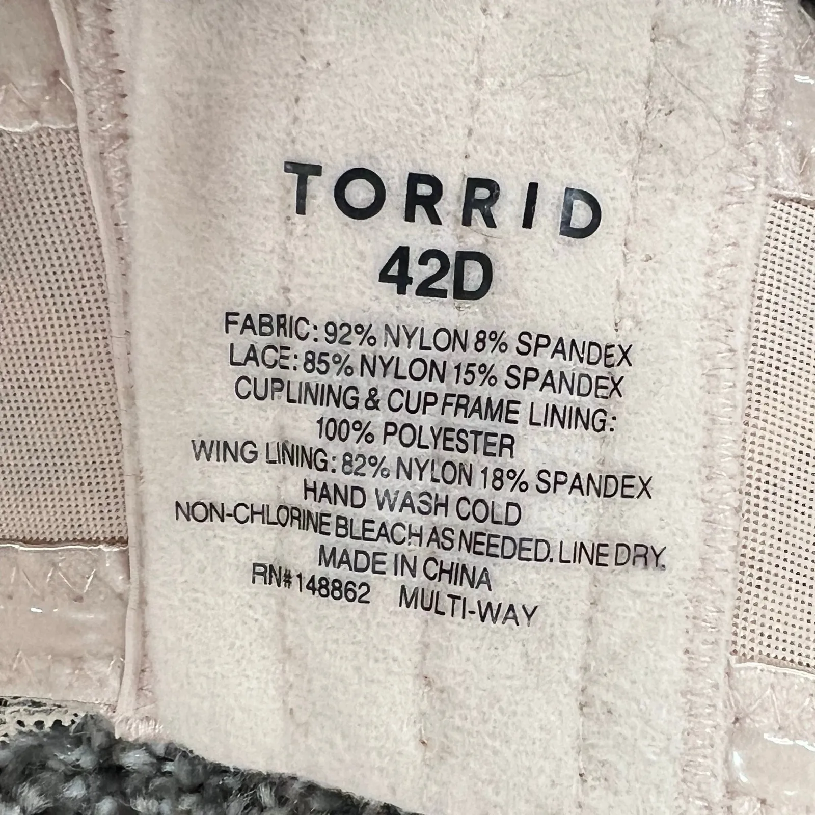 Torrid Strapless Bra Womens 42D Beige Lightly Lined Lace Underwire Comfort - Image 7