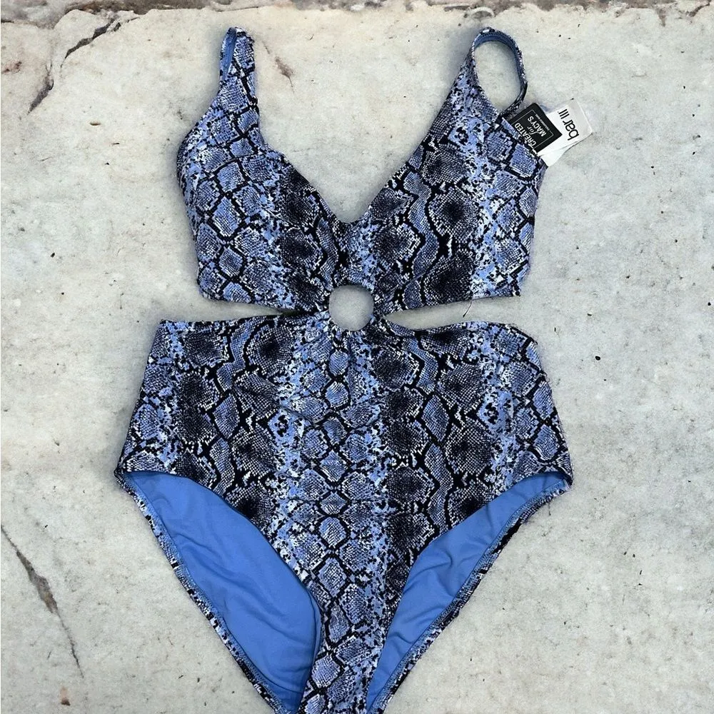 Bar Ill Women's Blue Python printed monokini one piece swimsuit Large NWT. - Image 7