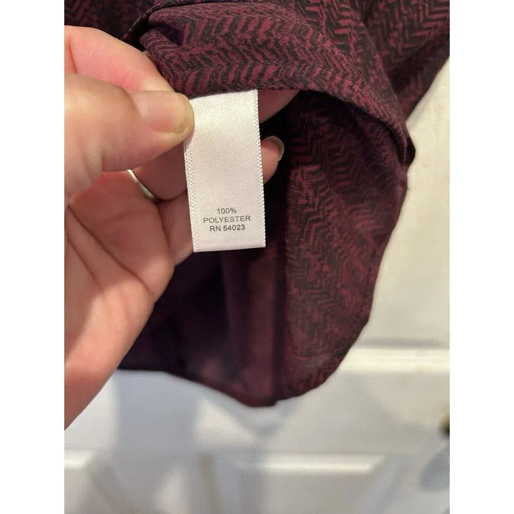Banana Republic Womens Sleeveless Top‎ Sz 14 Burgundy Black Herringbone  Blouse - Image 6