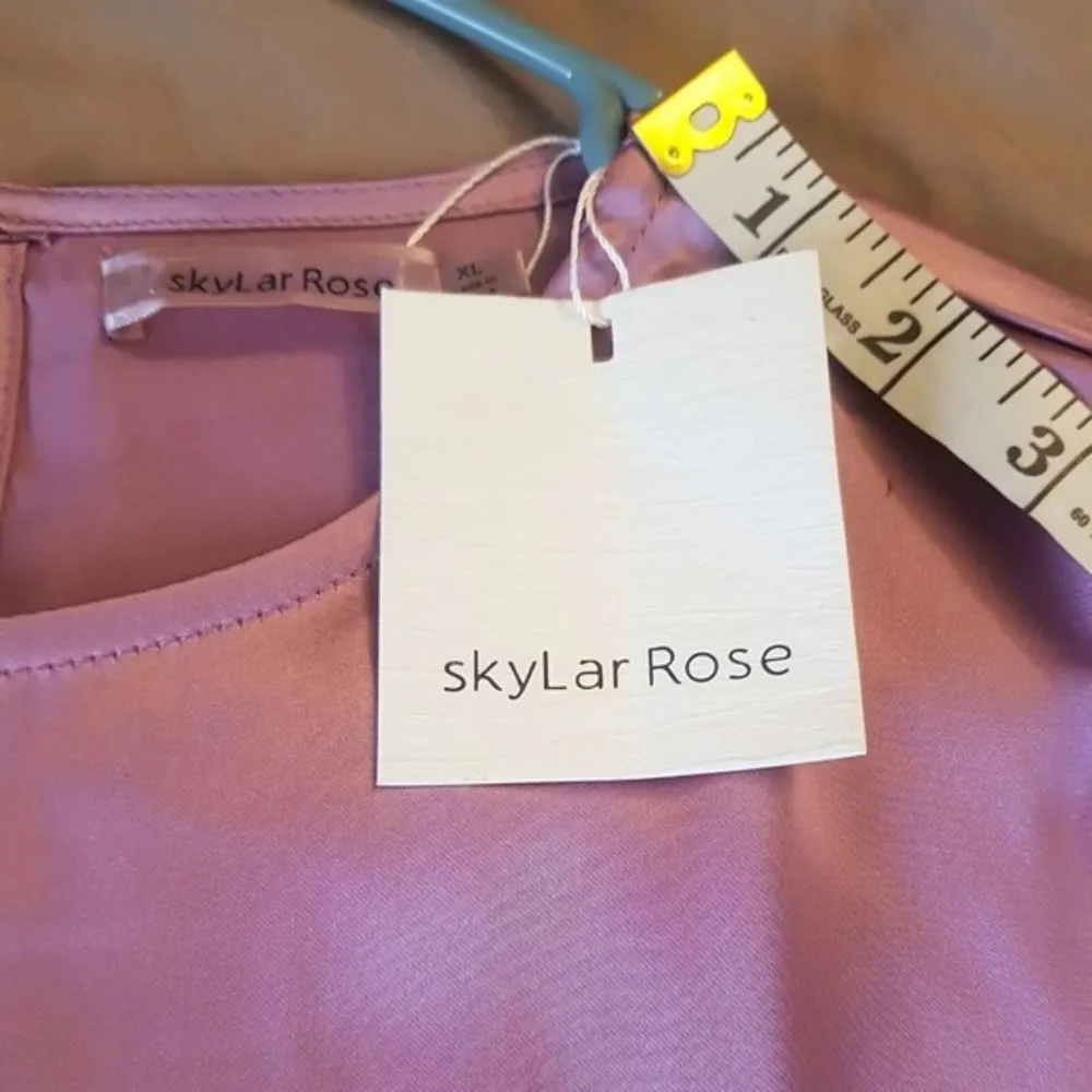 Skylar Rose Womens Dress Shift Purple Metallic Size XL Puff Scrunch Sleeves NWT - Image 7