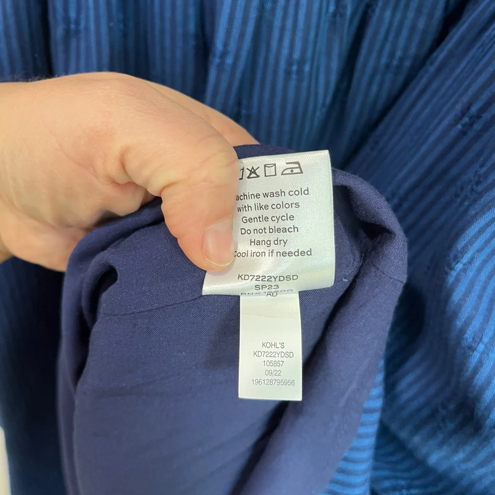 Draper James RSVP Navy Smocked Square Neck Long Sleeve Midi Dress Pockets Sz L - Image 10