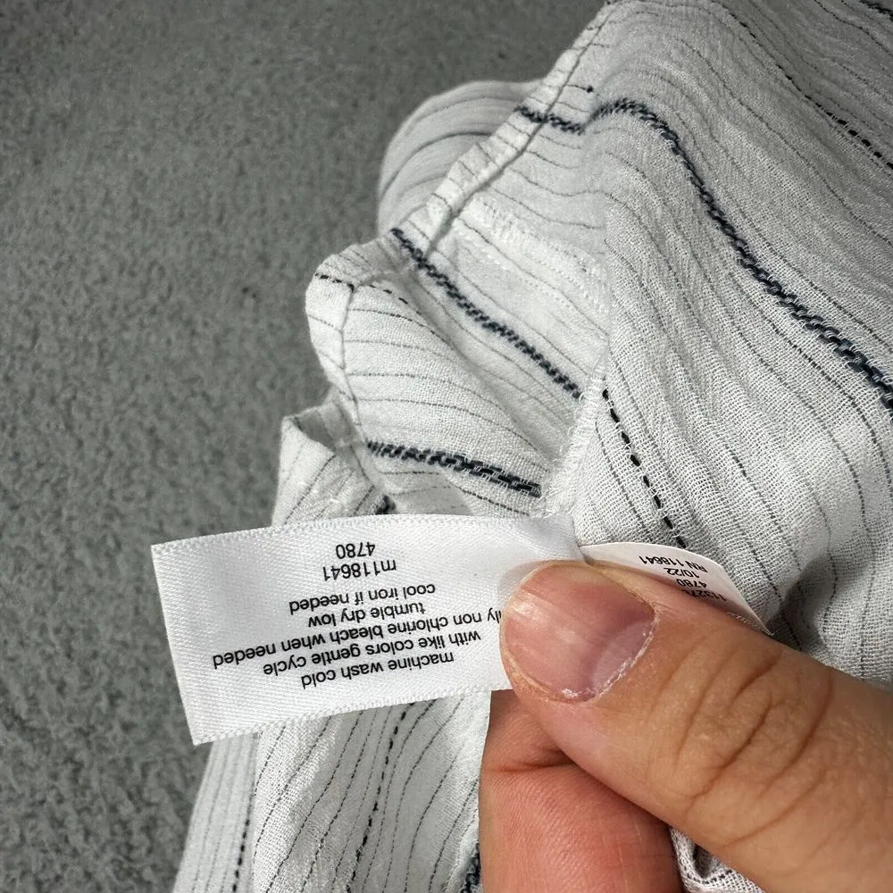 Lane Bryant Button Up Top Womens 20 White Striped Long sleeve Gauzy‎ Career Chic - Image 7