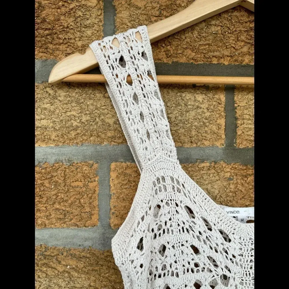 Vince Creme Crochet Lace Boho Sun Dress M - Image 4