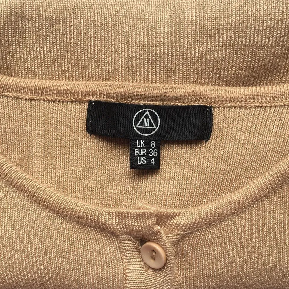 Missguided 🔃 Tan Front Button Cardigan Crop Top Sweater - Image 4