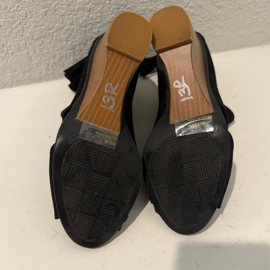 Celia Paola Black Wedge Heel Ankle Bootie Open Toe Cutouts Size 6.5 - Image 7