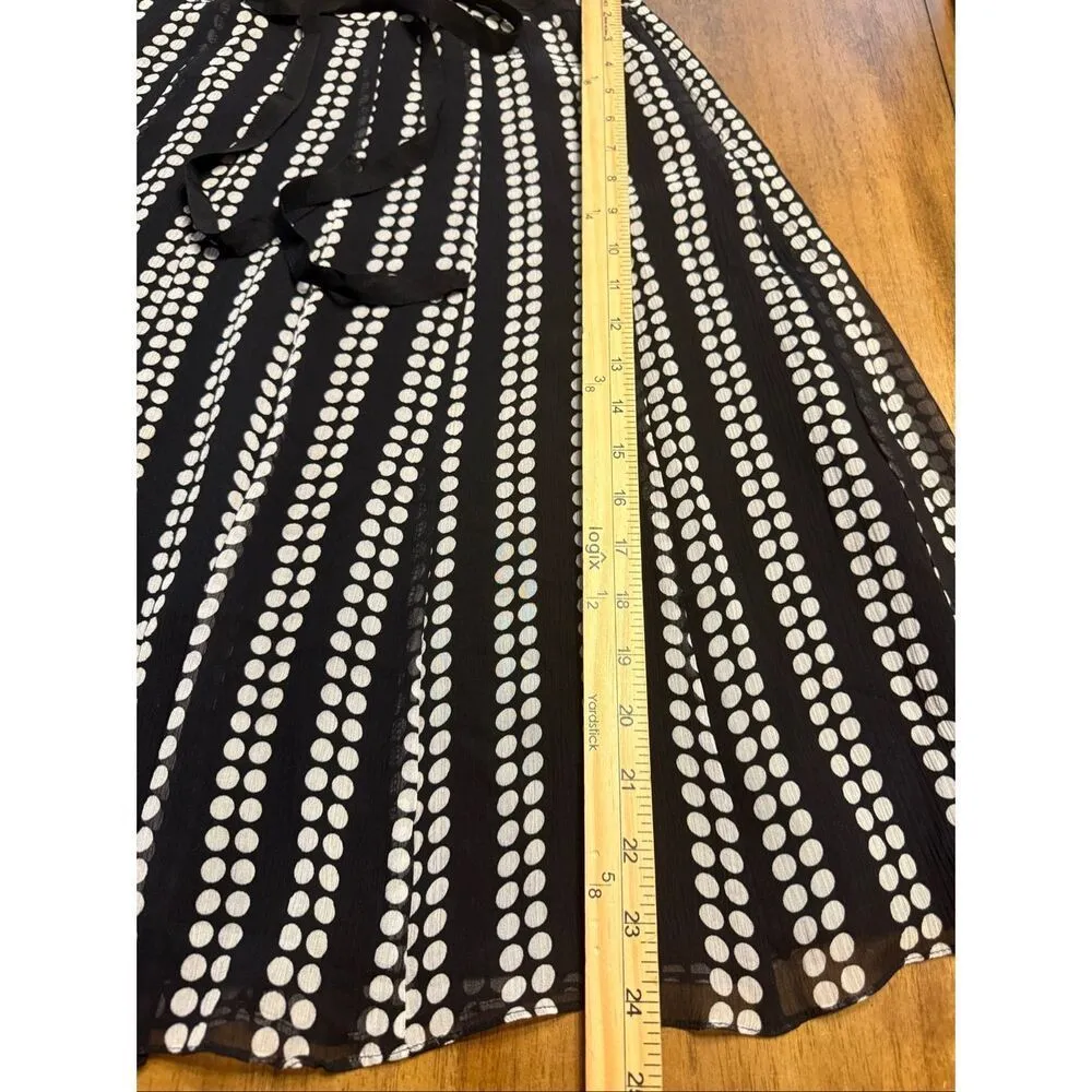 Uniform John Paul Richard Polka Dot Crepe Skirt 100% Silk Womens Size 10 Black - Image 7