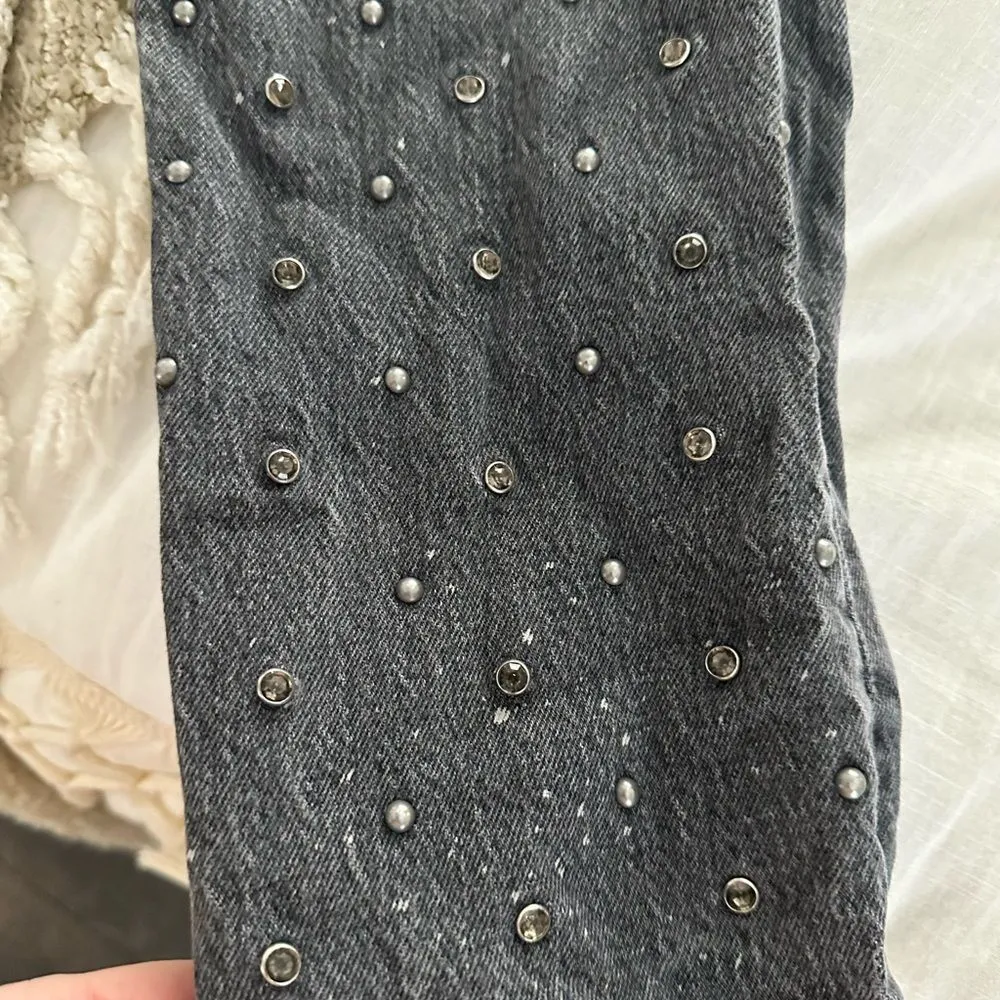 Levi’s Grey/Faded Women’s 26 Black 501 Studded Rhinestone Jeans Premium - Image 3