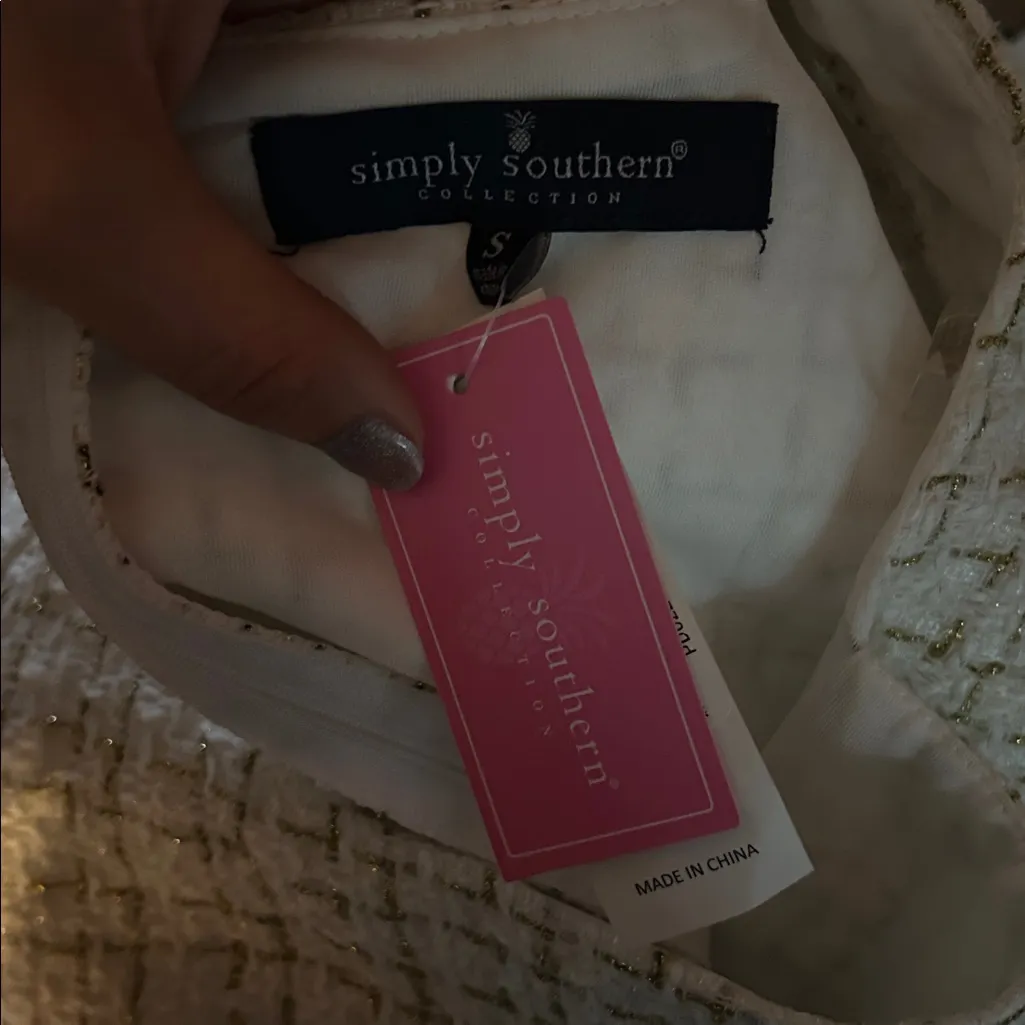 Simply southern ivory brocade puff sleeve dress - Image 2