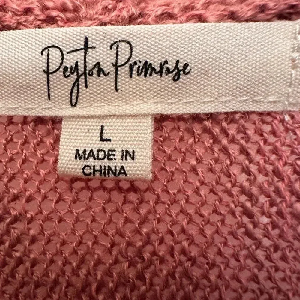 Peyton Primrose pink crocheted short sleeved sweater Size L - Image 3