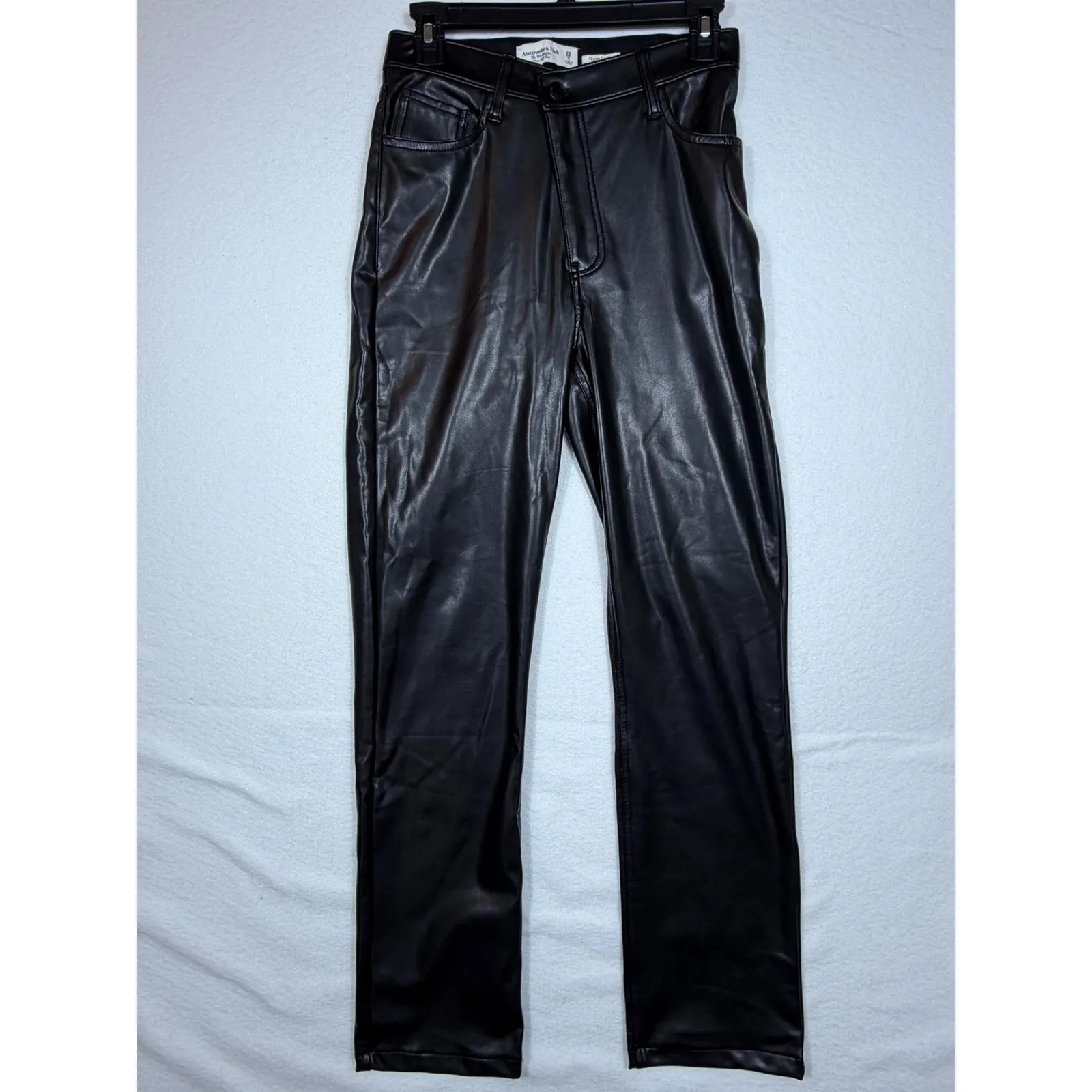 Abercrombie & Fitch Vegan Leather Pants Ultra High Rise Straight Leg Black 26/2 - Image 2