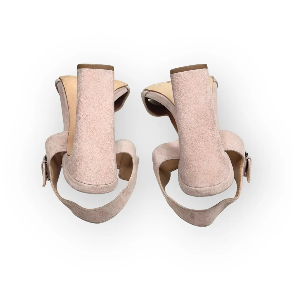 ⌘ T Strap Ankle Strap Heeled Open Toe Sandals ⌘ Pink Suede ⌘ 9M - Image 12