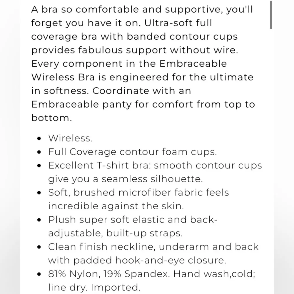 Soma Black Embraceable Wireless Bra 32D - Image 8