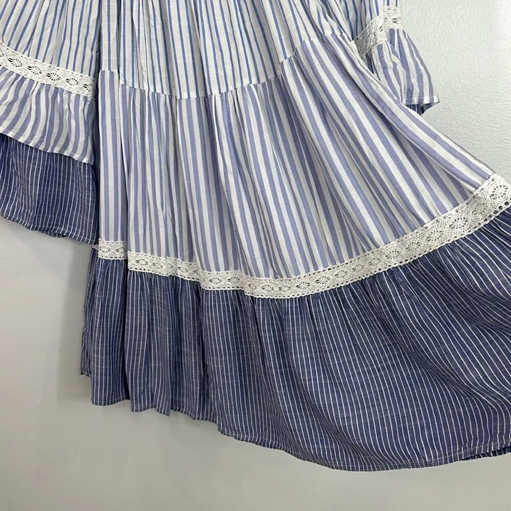 Surf Gypsy striped lightweight off the shoulder swimsuit cover up dress … - Image 5