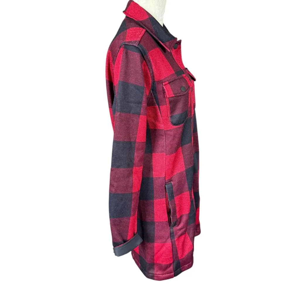 Lands' End red and black buffalo plaid snap front jacket XS 2-4 - Image 3