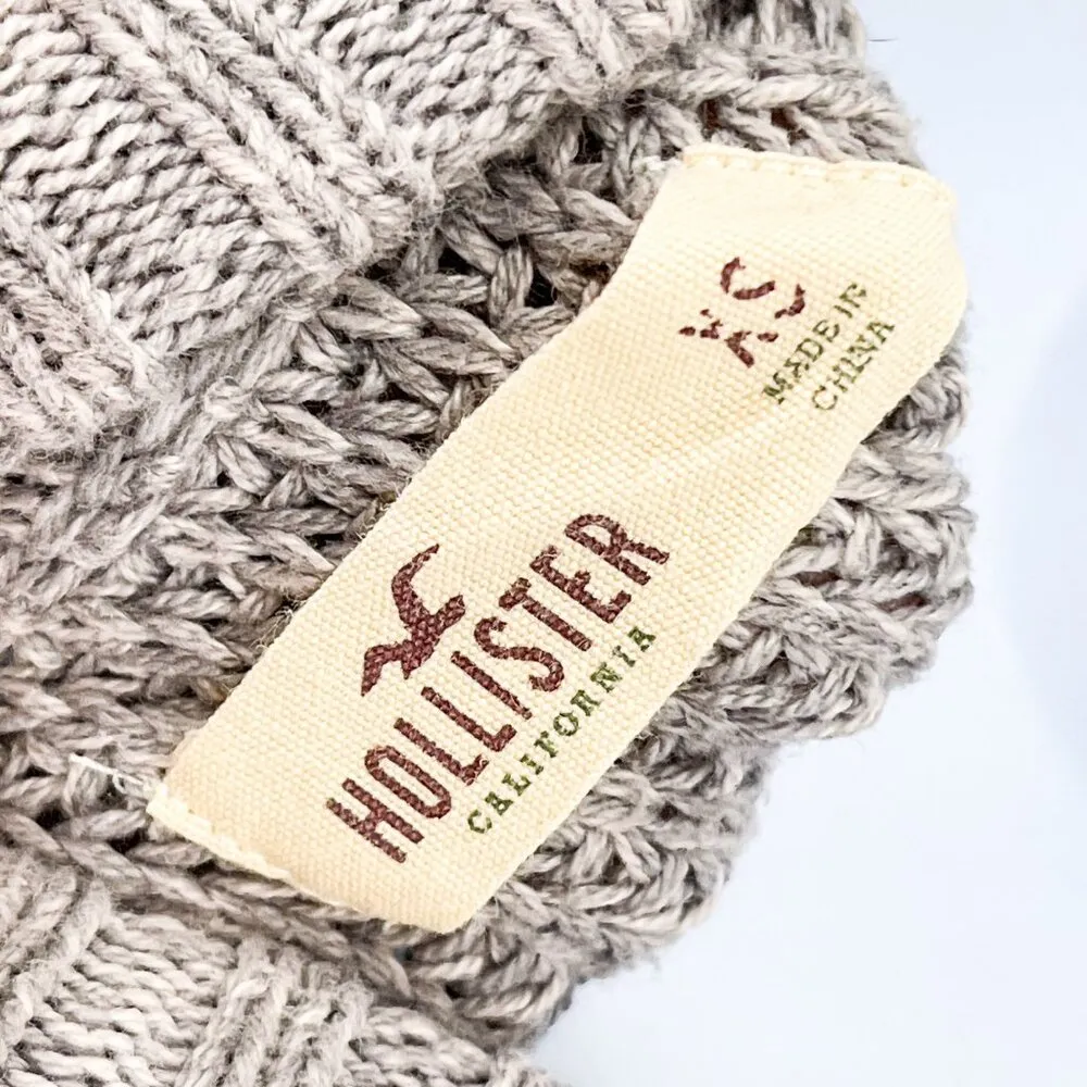 Hollister Logo H Varsity Gray Open Front Distressed Knit Cardigan Sweater Y2K - Image 6