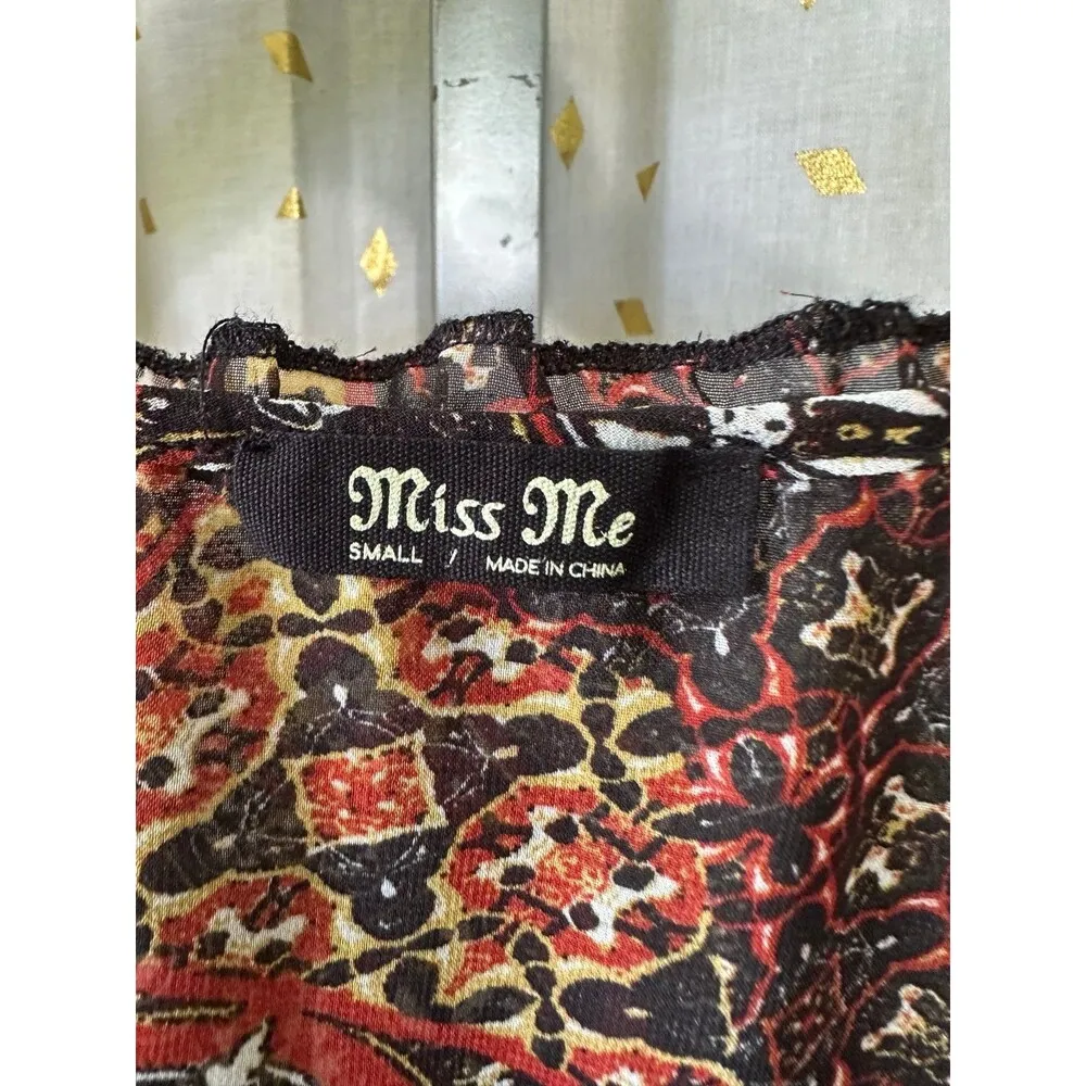 Miss Me Prairie Sheer Chiffon Puff Sleeve Tiered Ruffles Whimsigoth Dress S - Image 5