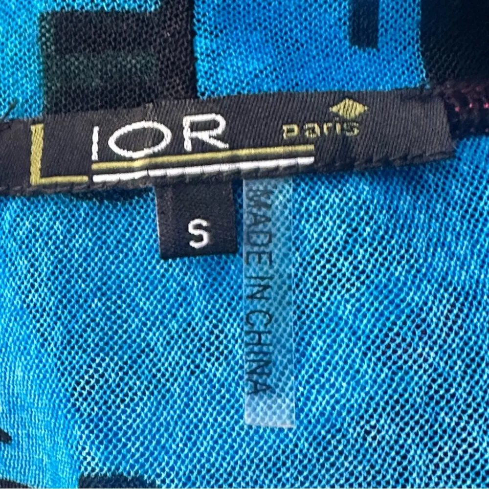 Lior gold Paris multicolored stretch lace mesh waterfall cardigan high l… Blue - Image 15