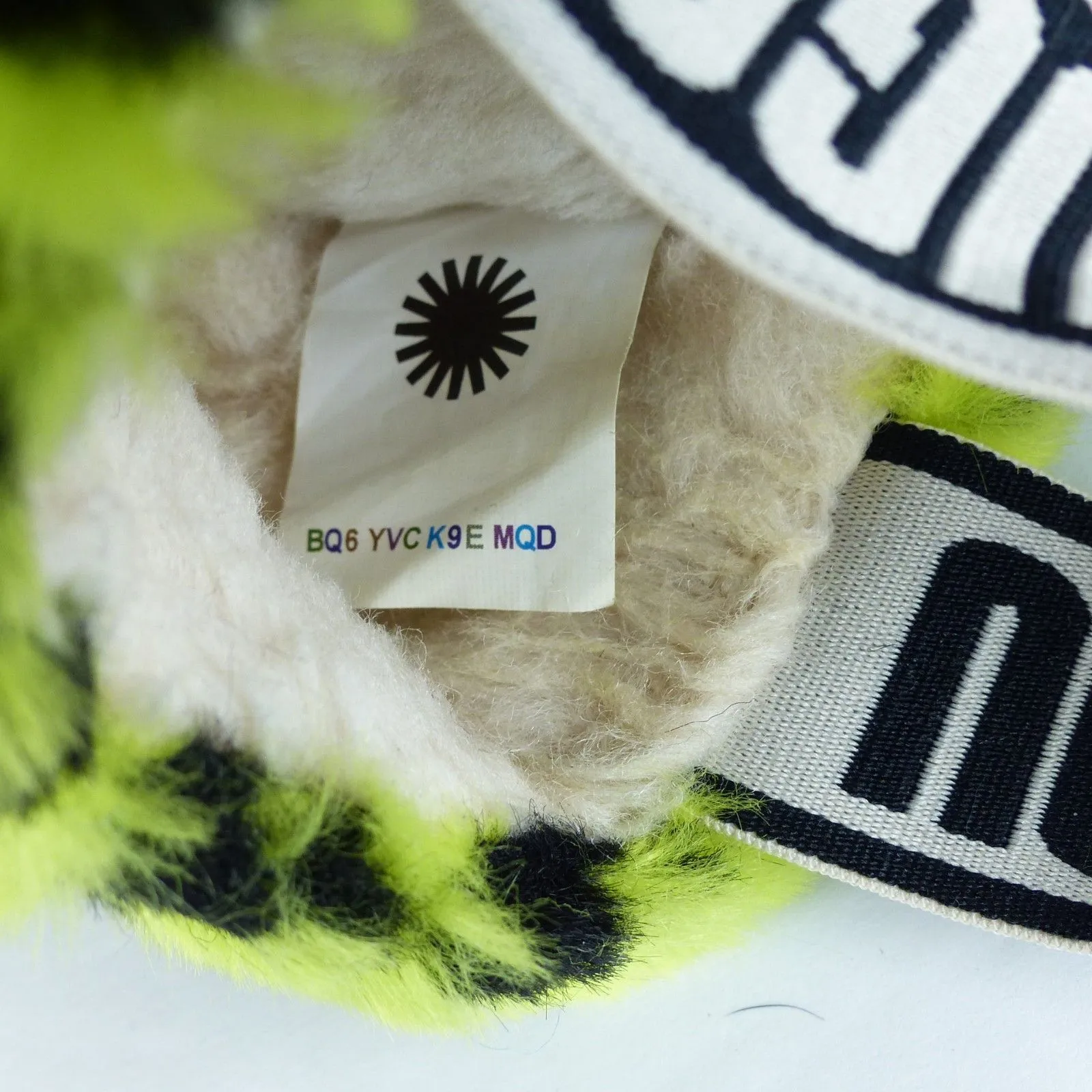 UGG Fluff Yeah Animalia Slippers Women 8 Neon Green Black Leopard Sandals Grunge - Image 14