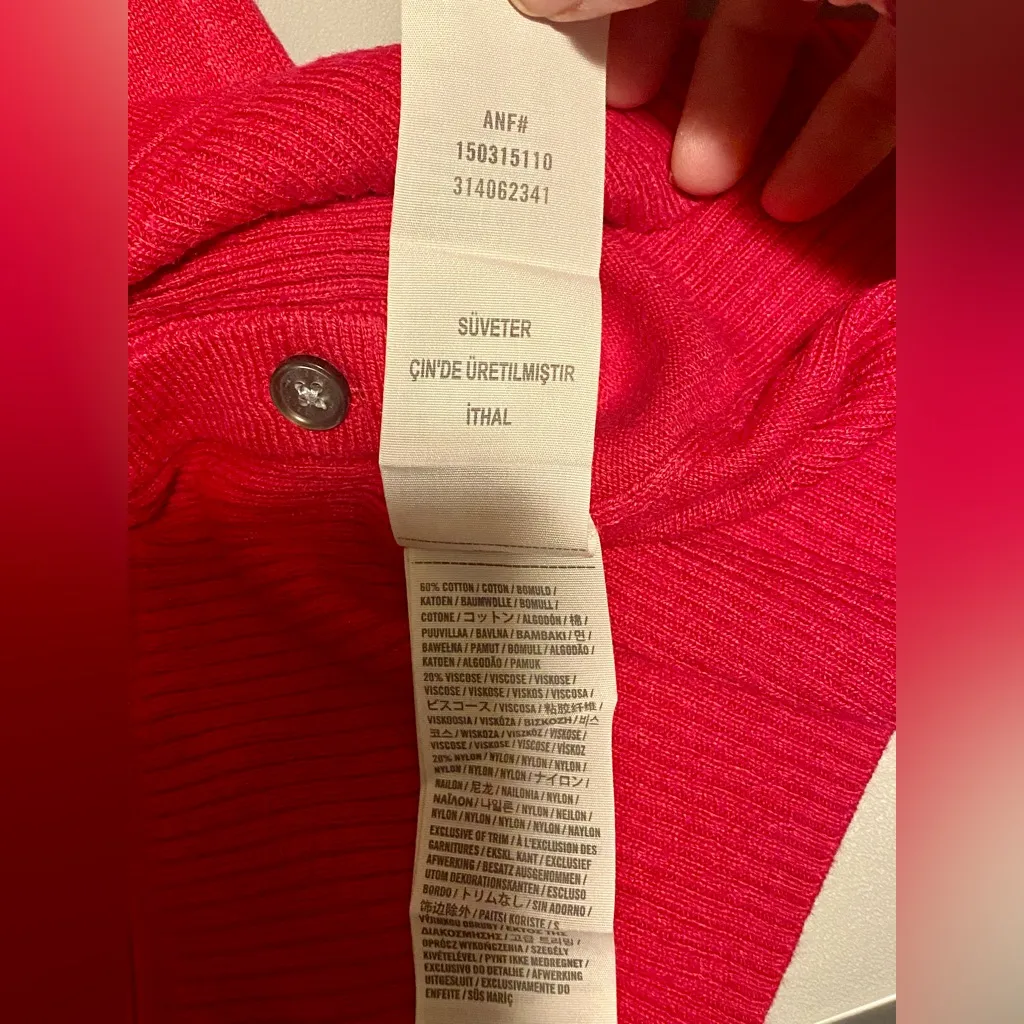 Abercrombie & Fitch Pink Button Up Sweater Cardigan w/ Quarter Sleeves - Image 7