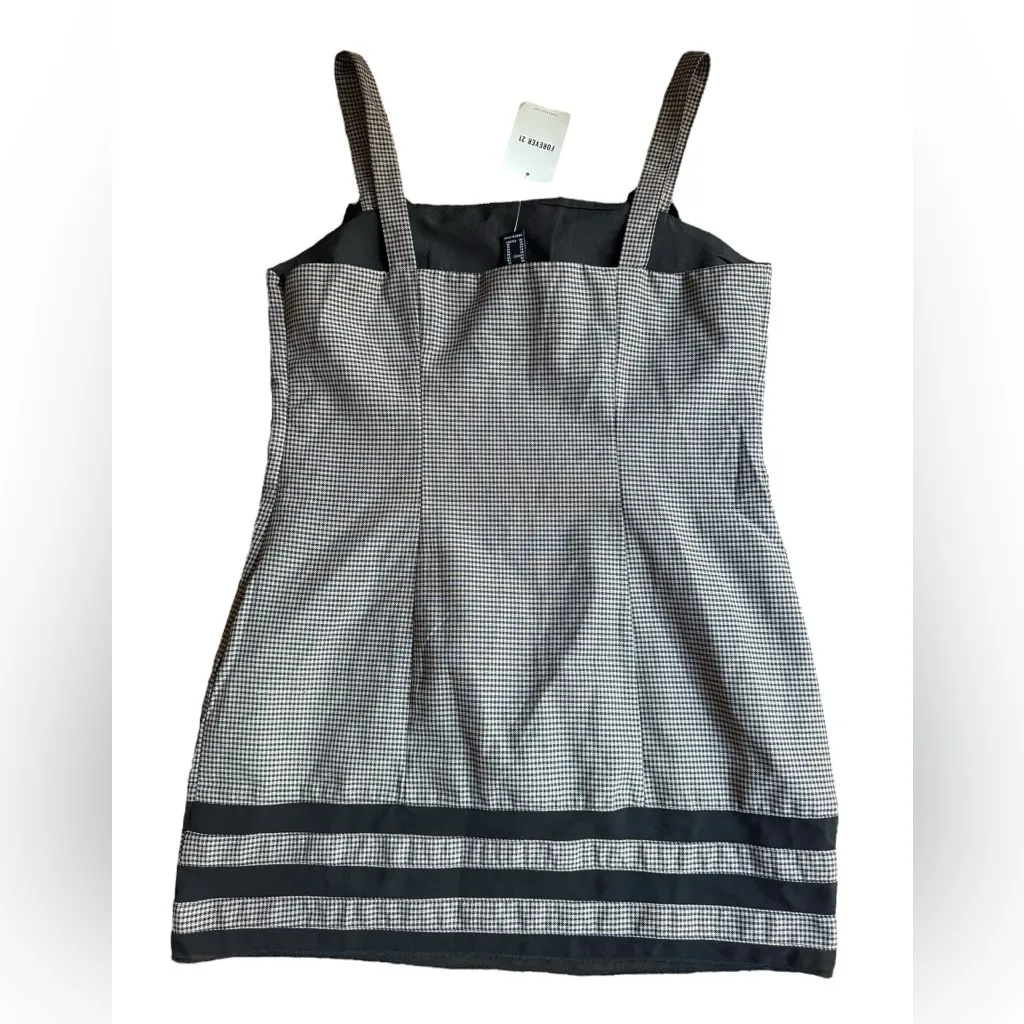 NEW Forever 21 Houndstooth Black Dark Academia Grunge Witchy Goth Mini Dress - Image 3