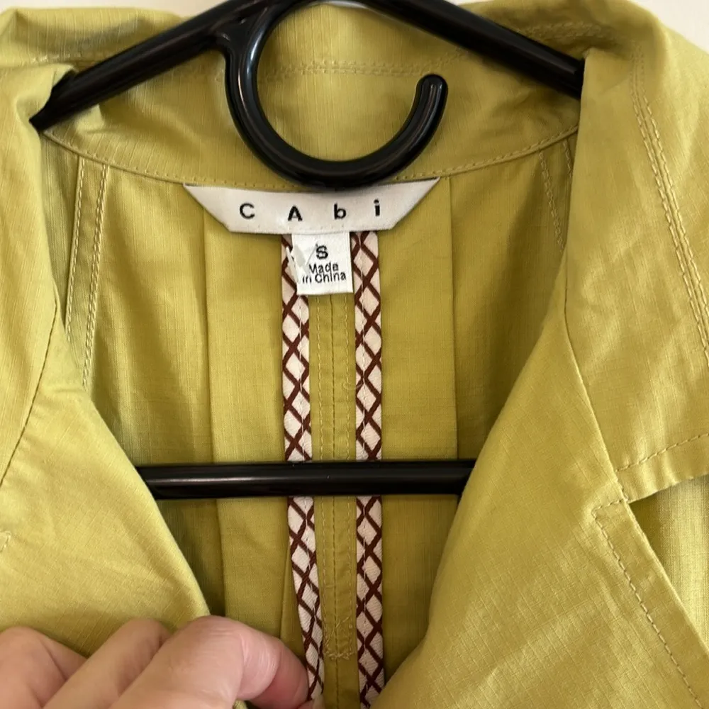 CAbi Safari Trench Coat Double Breasted Dress with Belt Color Chartreuse Size S - Image 2