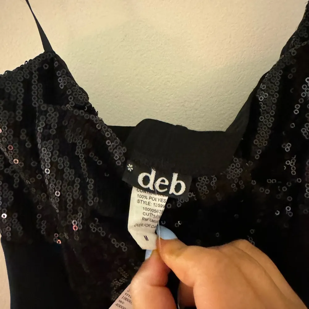 NWT vintage deb mini black dress with sequins bow detail size M Size M - Image 4