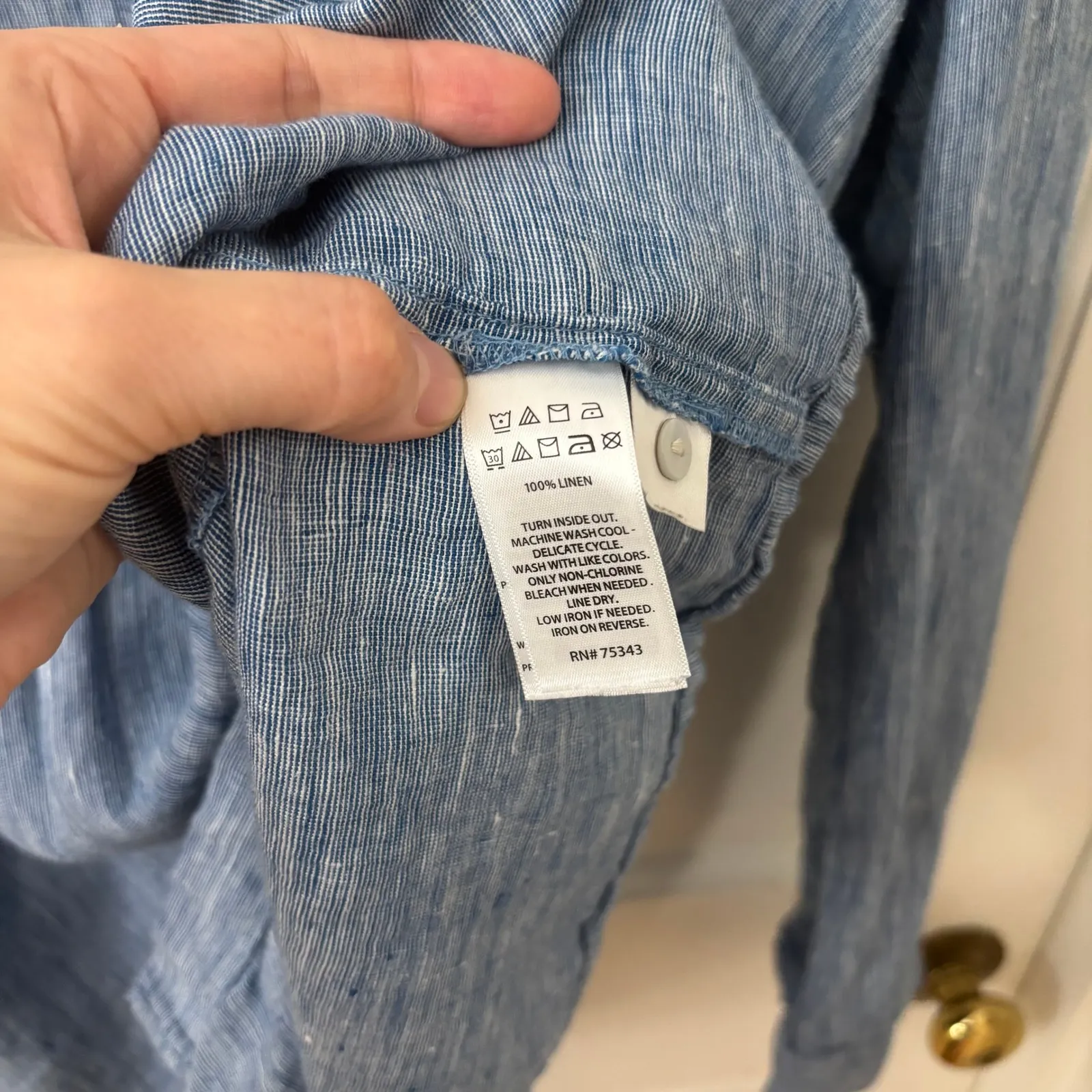 Sigrid Olsen Linen Relaxed Tiered Boho Peplum Tunic Top Blue Button Front M - Image 6