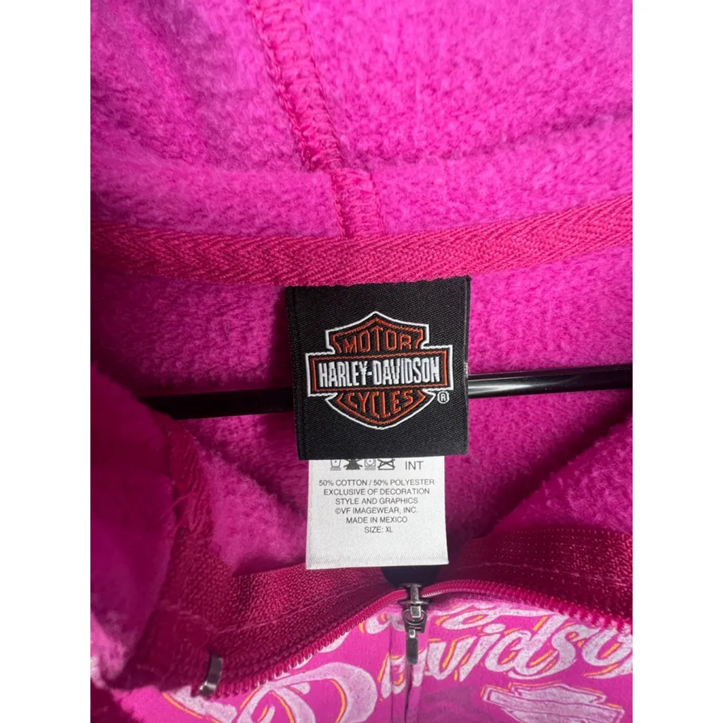 Harley Davidson Pink Graphic Casper Wyoming Zip Up Hoodie Size undefined - Image 3