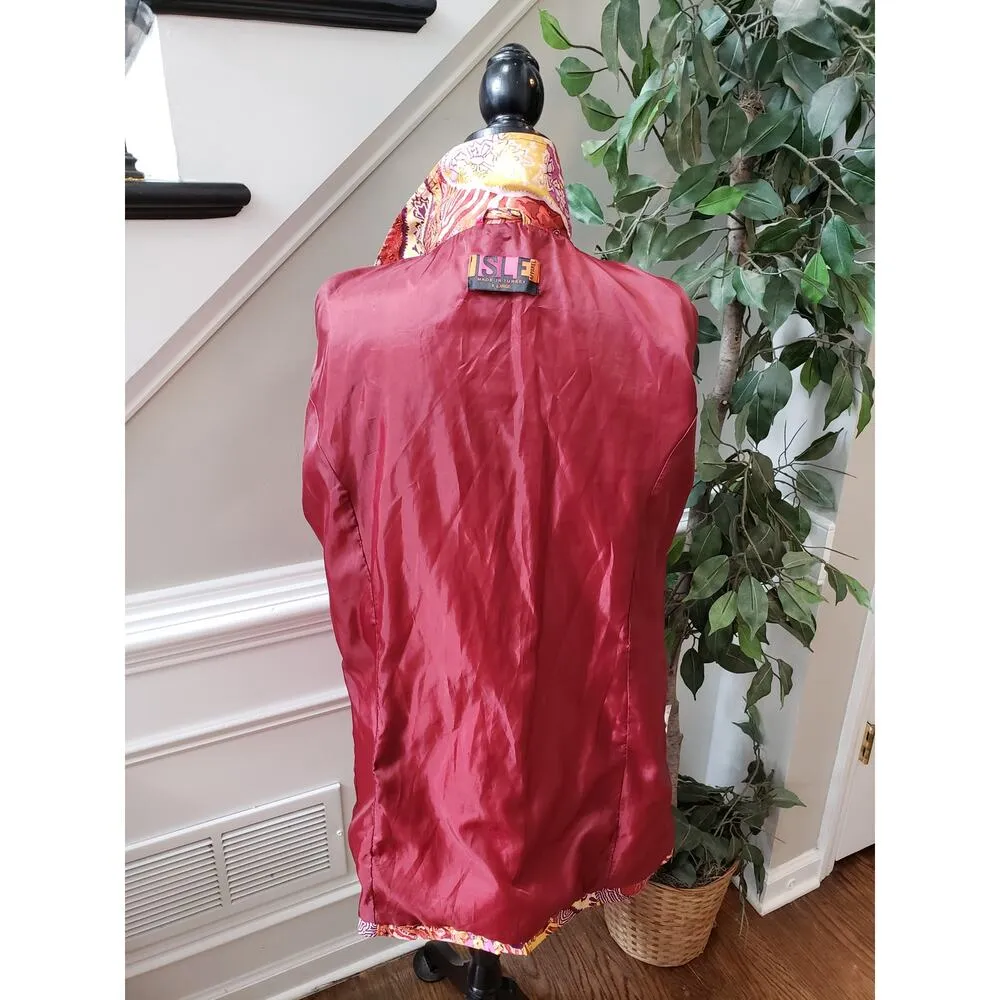 ISLE Apparel XL Colorful Paisley Print Button Front Blazer Jacket Long Sleeves - Image 7