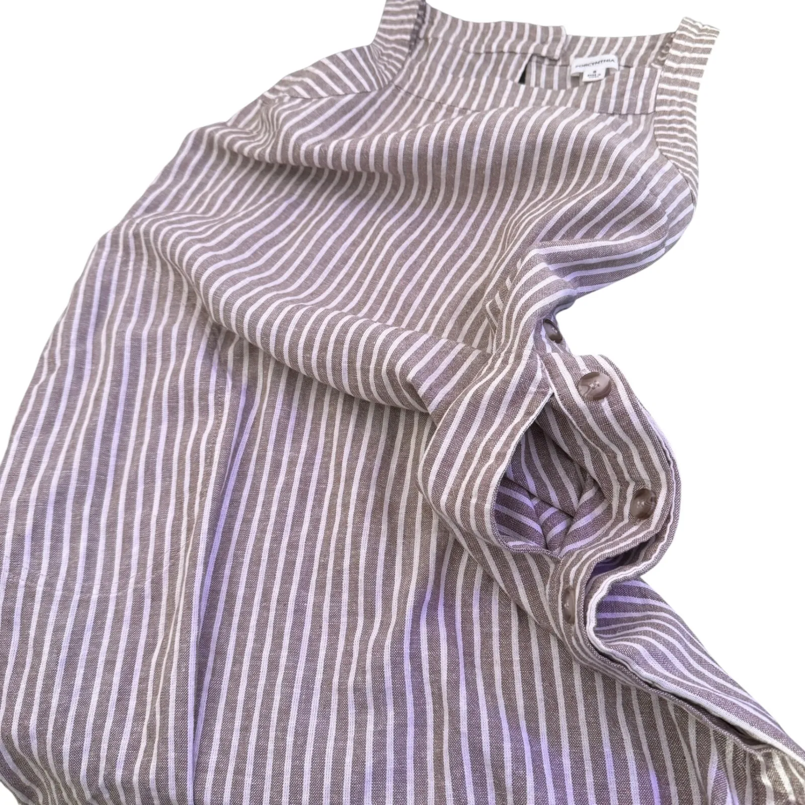 FOR CYNTHIA Striped Dress‎ Size S Linen Blend Minimalist Coastal Resortwear - Image 5