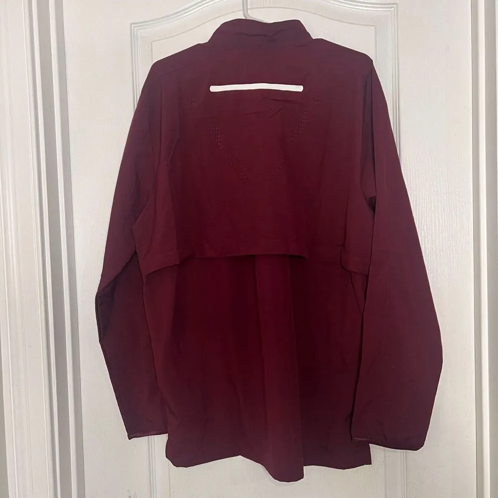 Adidas Womens Jacket M Red ATM Windbreaker Full Zip Up Long Sleeve Athletic‎ - Image 4