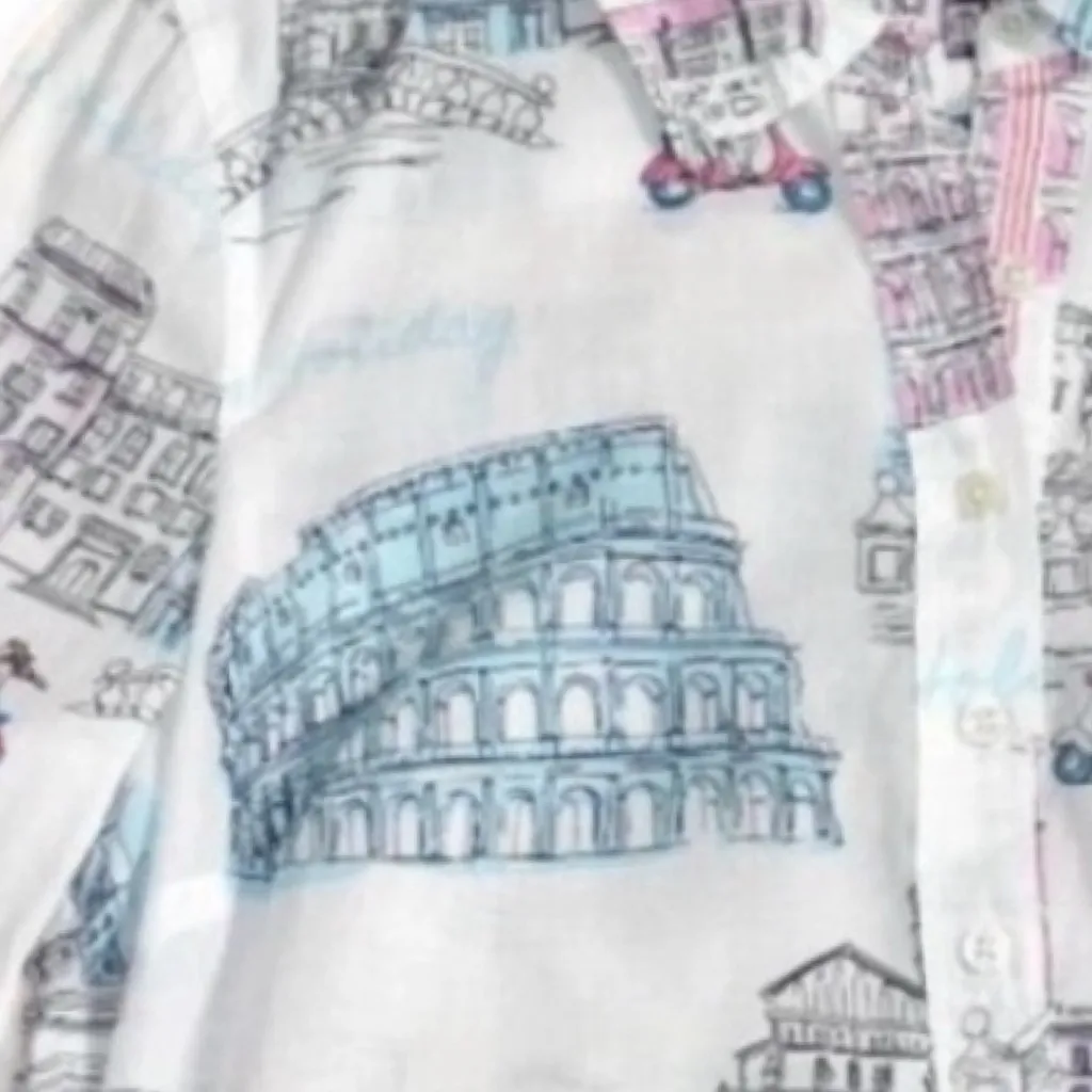 Talbots Top Popover Collared Tunic Roman Holiday White Multi Women’s Size 2X - Image 12