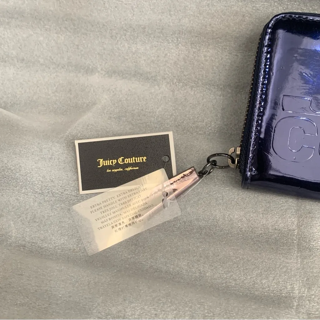 Juicy Couture Deceptacon Zip Wallet Carry On Blue Metalic New with Tags - Image 3