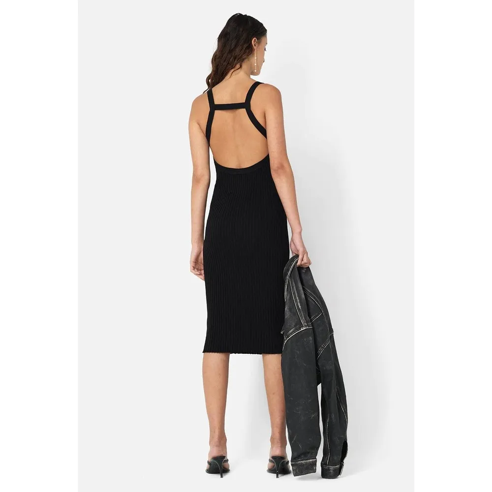 John Elliott Ginza Lola Black Ribbed Knit Open Back Midi Dress Size L NWT Size L - Image 2
