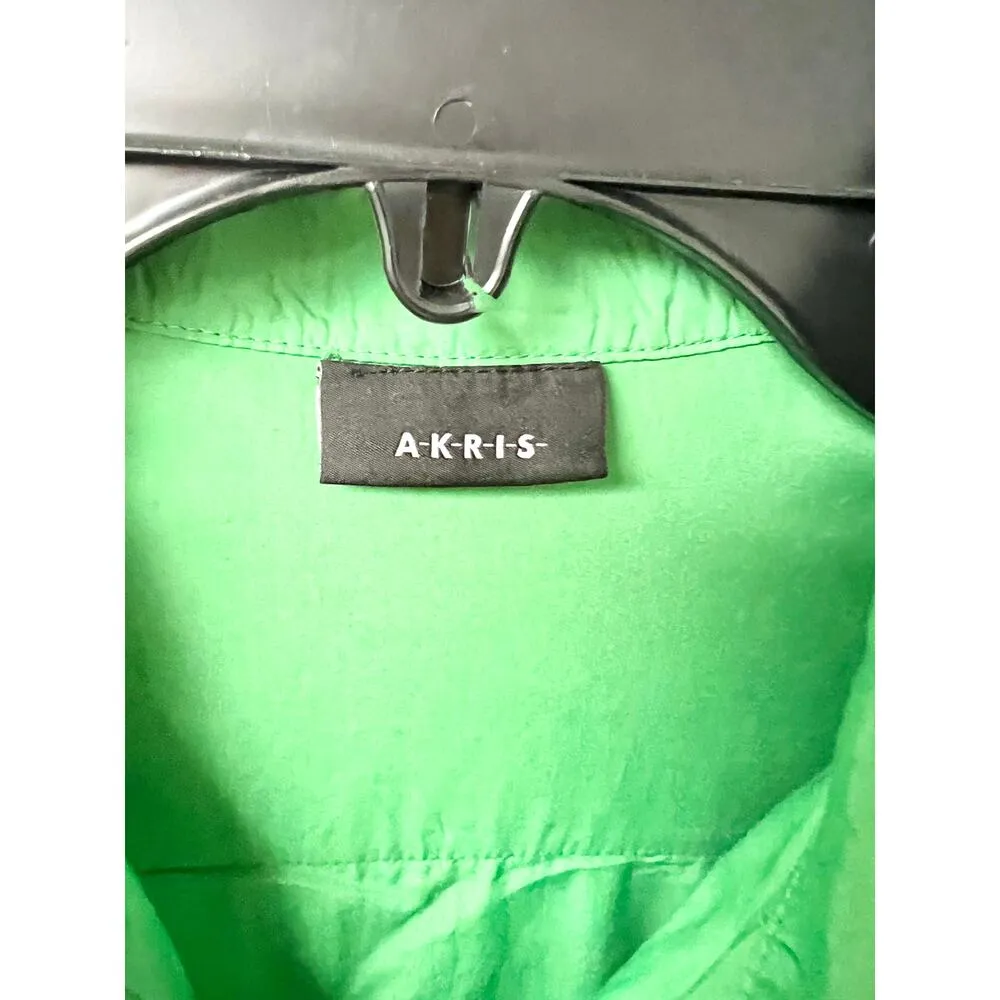 A-K-R-I-S 100% Cotton Long Sleeve Collared Button-Down Shirt Green Women's US 6 - Image 2