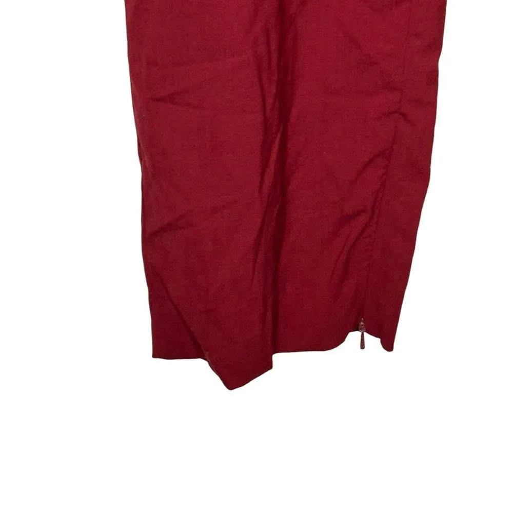 Worth Women Pants Relaxed Zipper Silk Lined Straight Leg High Waisted Red Medium - Image 3
